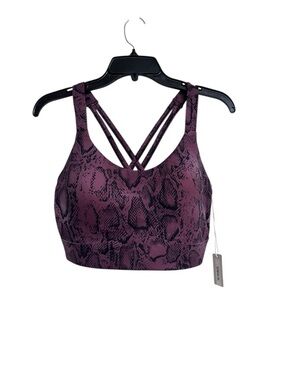 NWT Bare Necessities Body Up Strappy Back Sports Bra Maroon Snakeskin Large